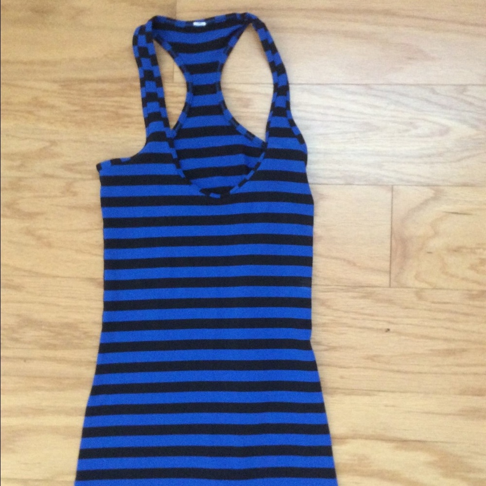 lululemon athletica Blue and Black Striped Tank Top